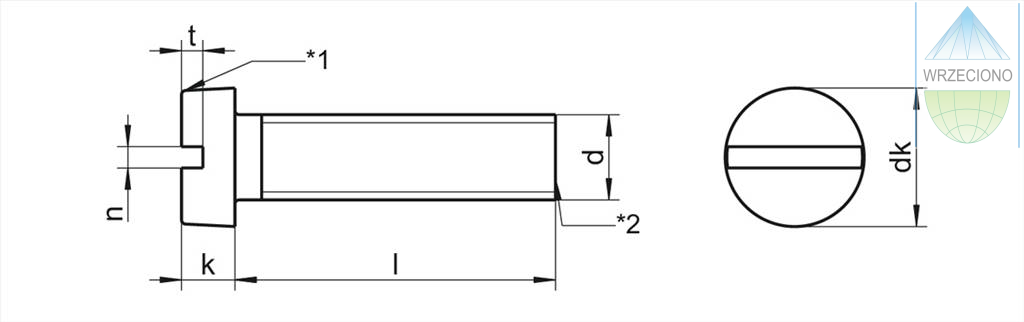 Śruba metryczna M2x5.0, mosiądz, łeb płaski, DIN 84. 