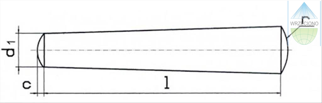 Kołek stożkowy, stal 5,8, ocynk  biały, 10.0x 32, DIN 1. 