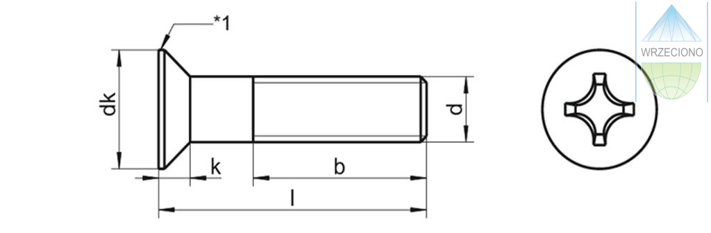 Śruba z łbem stożkowym, A4, kwasoodporna, M 4 x 30, DIN 965. 