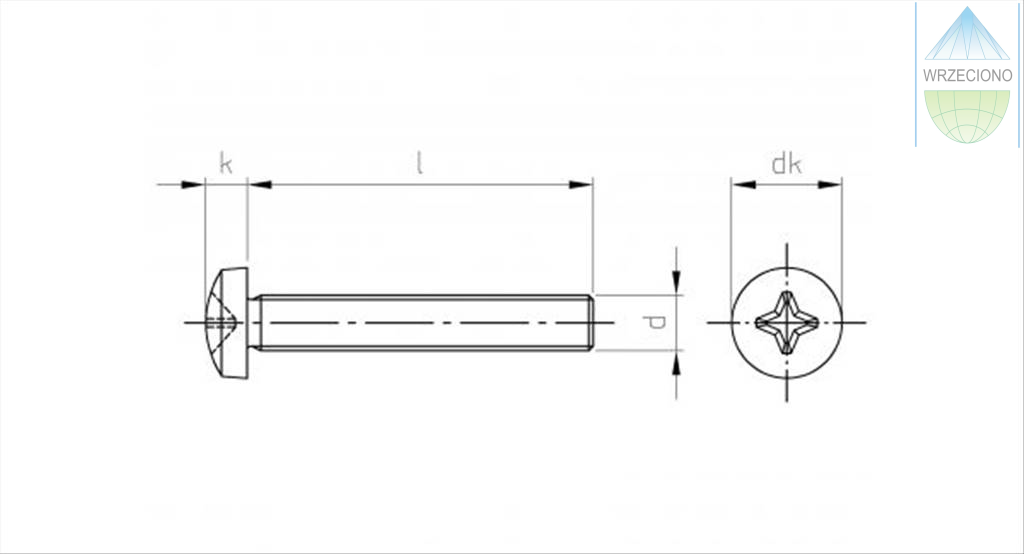 Śruba z łbem walcowym, M4x100, PH, A-2, DIN 7985. 