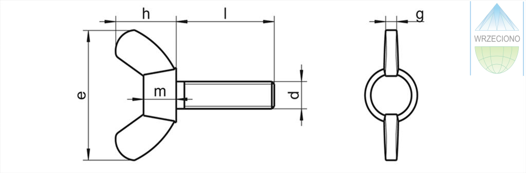 Śruba motylkowa, M8 x 30, A2, nierdzewna, DIN 316. 
