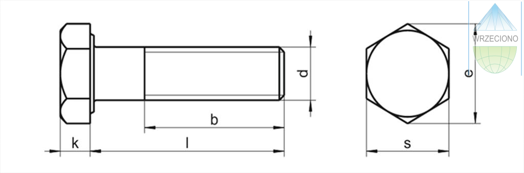 Śruba metryczna z nakrętką,  M12 x 300, ocynk biały,  DIN 931/601. 