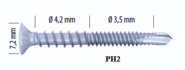 Wkręt samowiercący, PVC, 3.5/4.2 xL ocynk biały